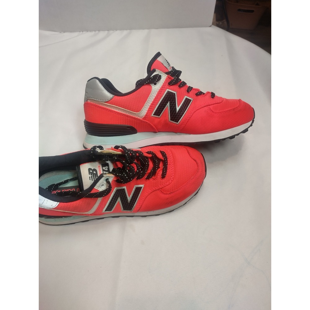 New Balance 574 Neon Pink Coral Ripstop Sneakers WL574WR2 Womens 8.5